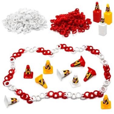 Imagem de Hobby Fans 120 Pieces RC Car Racing Track Drift Runway Drift Field Fence with 30PCS Road Cones for 1/14 1/16 1/18 1/24 1/28 1/43 Mini RC Car (Red & White, 150PCS)
