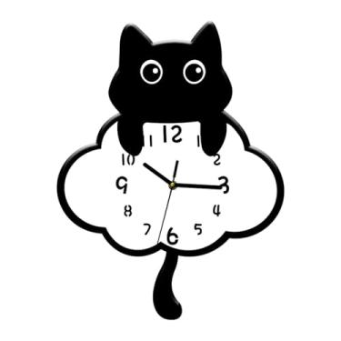 Imagem de Kuntesetty Relógio de Parede de Gato, Relógio de Parede Silencioso com Pêndulo de Cauda Oscilante para Sala de Jantar, Escritório, Estilo B, Tamanho real