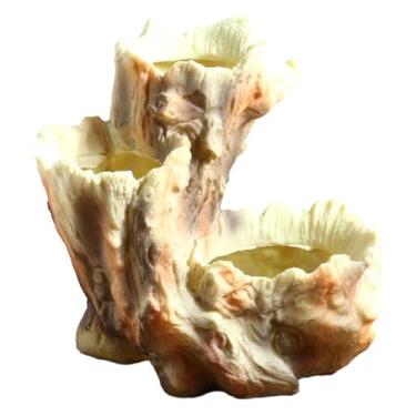 Imagem de Bothyi Vaso de plantas, recipiente, escultura irregular de madeira flutuante artificial, vaso de flores para escritório, área externa, casa, quarto, Bege Vermelho