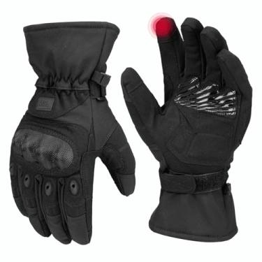 Imagem de KEMIMOTO Luvas táticas para homens, luvas de motocicleta quentes de inverno com revestimento rígido para tela sensível ao toque e acolchoamento de palma para motociclismo, airsoft, paintball, caça