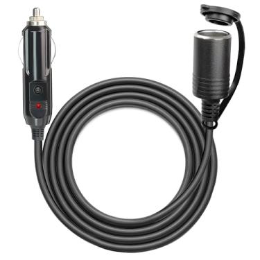 Imagem de MADCATZ Cabo de extensão para acendedor de cigarros 14 AWG 12 V/24 V para serviço pesado com soquete de isqueiro e aspirador de carro