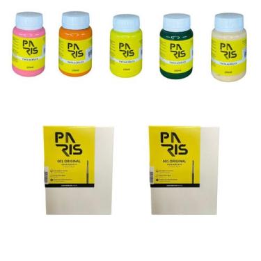 Imagem de Kit Jardim Encantado 100ml 5 Tintas + 2 Telas para pintura 15x20 - Par