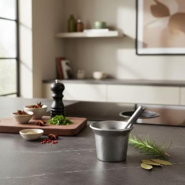 Imagem de Pilão Socador De Alho Temperos Gde Alumínio Fundidos 8x9 Cm - Vison