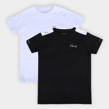 Imagem de Kit Camiseta Infantil Industrie 2 Peças Menino, Preto, Branco, 14A