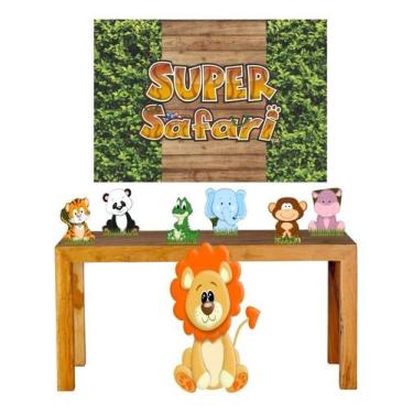 Imagem de Super Kit Safari Baby Decoração Totem Displays + Painel - DECORANDO E 