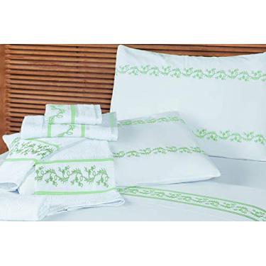 Imagem de Jogo de Lençol Vivara Casal 4 Peças Mellindre Verde Agua Queen Tecido