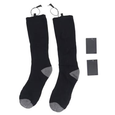Imagem de ZJchao Meias Aquecidas Elétricas para Homens, Mulheres, Meias Térmicas Aquecidas Com Aquecimento de Caixa de Bateria até 50 ℃ Tamanho Uniforme Lavável para o Ar Livre que Trabalha para (BLACK)