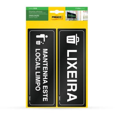 Imagem de Etiqueta sinalização Lixeira/Local Limpo 6,7x18,5cm - Pimaco