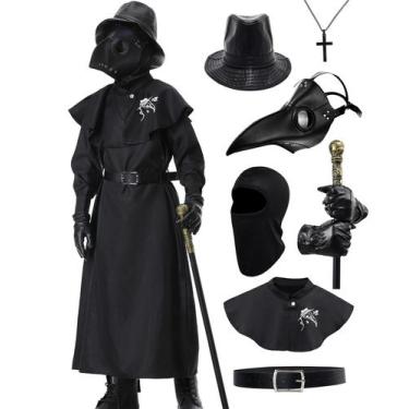 Imagem de Fantasia Coseason Plague Doctor Kids de Halloween com máscara, chapéu 