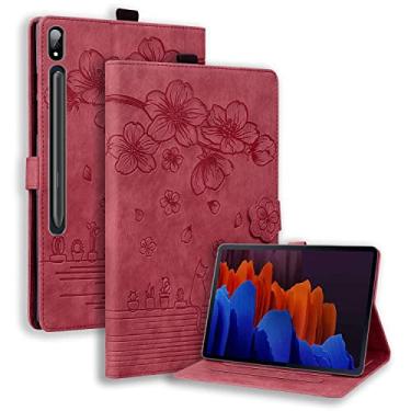 Imagem de YBFJCE Capa para Samsung Galaxy Tab S11 Ultra de 14,7 polegadas 2025, capa de couro PU com suporte para lápis, capa protetora à prova de choque para Samsung Galaxy Tab S11 Ultra, vermelha