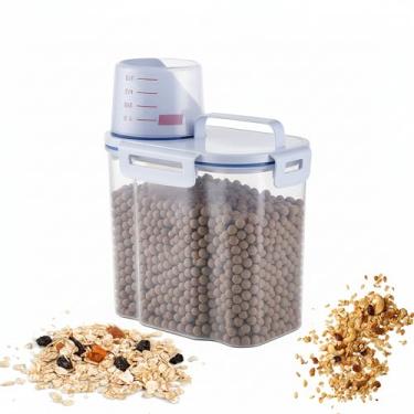 Imagem de Pote Medidor Hermético 1,5L, Organizador de Cozinha Porta Grãos Alimentos e Lavanderia Porta Sabão com Bico Dosador, Vedação de Silicone Plástico Livre de BPA