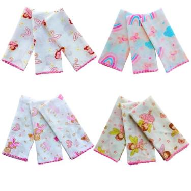 Imagem de Paninho Boca Pano Fralda Enxoval Maternidade 100% Algodão Confortavel Menina Menino (Kit 12 menina Sortido)