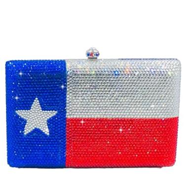 Imagem de Boutique De FGG Mini bolsa clutch de cristal com bandeira nacional para mulheres, bolsas formais à noite, festas, formaturas, strass, bolsas clutch, Estados do Texa, Mini