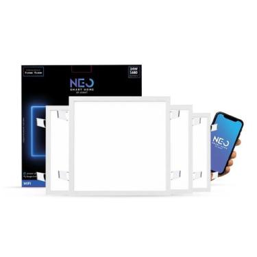 Imagem de Kit 4 Painel led Plafon Smart 24w 2700k/6500k 29,5cm Bivolt Quadrado C