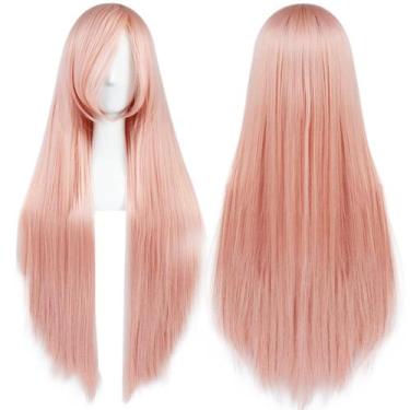 Imagem de Peruca ANOGOL rosa claro longa reta 80 cm para cosplay de anime