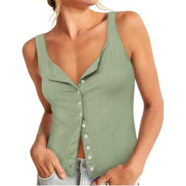 Imagem de Camisola feminina com botões Yousify, camisola curta, justa, canelada,
