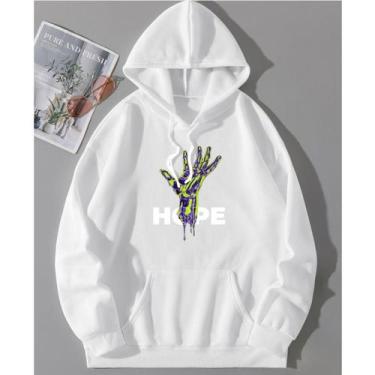 Imagem de Blusa de Frio Moletom Hope Tumblr Unissex Algodão - MAKORI, Branco, GG