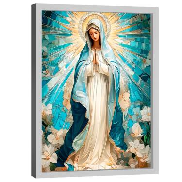 Imagem de Quadro Decorativo Nossa Senhora Aparecida Branco e Azul