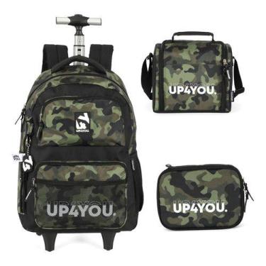 Imagem de Kit Mochila De Rodinhas Camuflada Militar Original Up4you - Luxcel, Mi