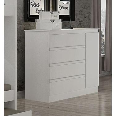 Imagem de Cômoda para Quarto com Sapateira 4 Gavetas - 045-Neve - Star Móveis