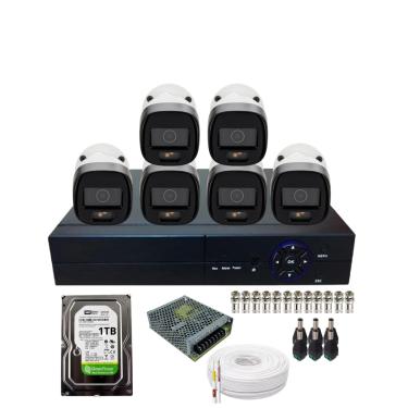 Imagem de Kit Vigilância 6 Câmeras Intelbras 1220b Full Color DVR 8 Canais Alta Performance Hd 1Tb Dentro do Dvr