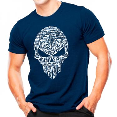 Imagem de Camiseta Militar Estampada Caveira Azul