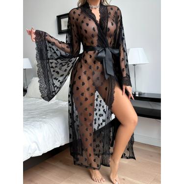 Imagem de Camisola de Renda Sexy Elegante com Laço na Cintura ElaShopp