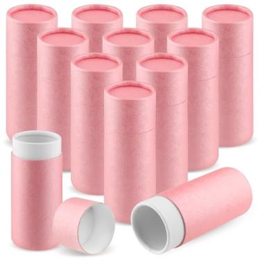 Imagem de 12 frascos de papel kraft de 30 ml, caixas de papelão vazias, recipientes redondos de papelão para presente com tampa para artesanato, chá, café, cosméticos - rosa