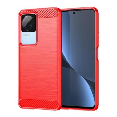Imagem de Capa Para Xiaomi Poco F4 (Tela 6.67) Carbon Fiber Leve Fina Maleável (Vermelho)
