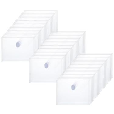 Imagem de Pacote com 60 envelopes pequenos de plástico, fecho de gancho, suporte de armazenamento de recibos, organizador de adesivos à prova d'água (12,7 cm x 17,78 cm)