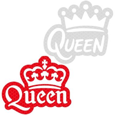 Imagem de GORGECRAFT 2 peças Queen Car Decalque Vinil Impermeável Reflexivo Vermelho Prata Coroa Carro Corpo Carro Adesivos Laterais Caminhão Laptop Bumper Decalques Acessório para Veículo Telefone Capacete