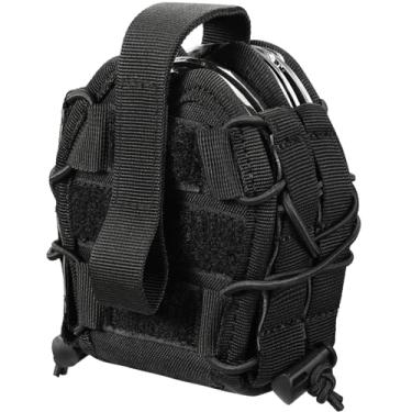 Imagem de Bolsa tática para algemas duplas - Suporte de punho elíptico para aplicação da lei com ranhura em forma de U | Corda ajustável de absorção de choque | Serve para ASP/algemas articuladas/correntes