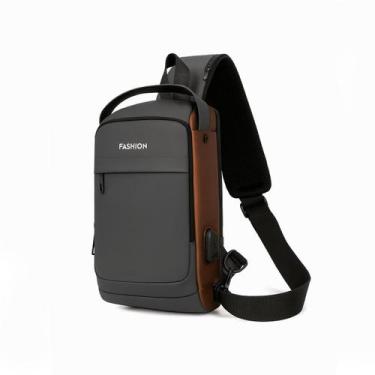 Imagem de Bolsa Masculina Antifurto Transversal Impermeável Com Cadeado e USB - 