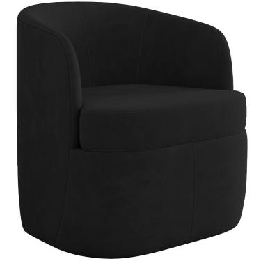 Imagem de Poltrona Decorativa Giratória Para Sala De Estar Siena K01 Veludo Preto - Lyam Decor