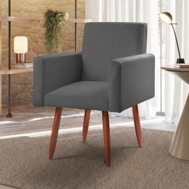 Imagem de Poltrona Decorativa-cadeira Escritório Nina Veludo - Star Cf Chumbo