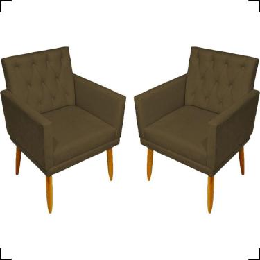 Imagem de Kit 2 Poltronas Decorativa Para Sala Recepção Nina Capitonê Suede Cores Pé Palito