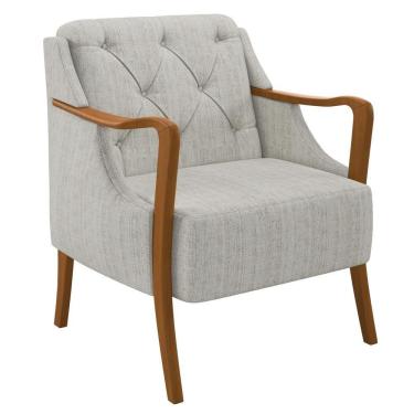 Imagem de Poltrona Decorativa Para Sala De Estar Capitonê Lapa M22 Linho Cru - Mpozenato