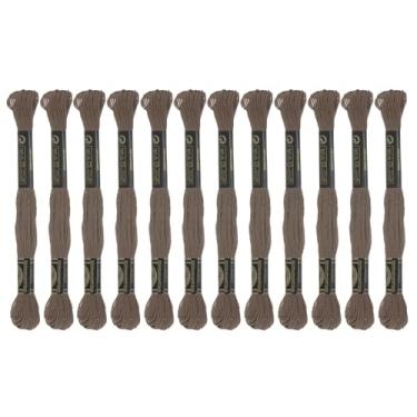 Imagem de Generic 12 novelos de fio de bordado 8,75 m (8 m) fio de ponto cruz de algodão egípcio de grampo longo para costurar, pulseira faça você mesmo, fio e artesanato, marrom claro (6008)