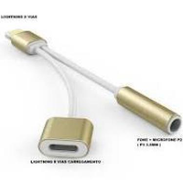 Imagem de CABO CONVERSOR LIGHTNING SPLITTER ADAPTADOR CARREGADOR FONE P2