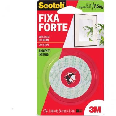 Imagem de Fita Dupla Face De Espuma Fixa Tudo 24 Mm X 1,5 M - 1,5 Kg - Scotch - 3m -
