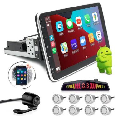 Imagem de Kit Multimídia Rotate + Câmera Ré + Sensor 8 Pontos Prata Jac J2 2012 