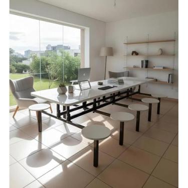 Imagem de Mesa para Refeitório com 10 lugares Com Bancos Acoplados - DE ASTRO