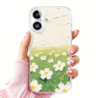 Imagem de DSJIFGEW Design de capa transparente padrão para iPhone 16 | Antiamarelamento, parte traseira rígida, proteção contra quedas de nível militar, suporta carregamento sem fio