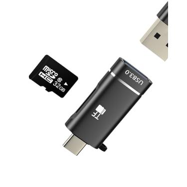 Imagem de Adaptador USB A para USB C Leitor de Cartão Micro SD (2 em 1) para Iphone 17 16 15 Pro Max Memory Stick TF OTG Porta Fêmea para Ipad Jack para Apple Compatível com Câmera Samsung Speed Fast Transfer
