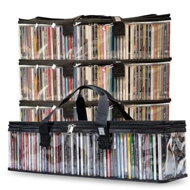 Imagem de Made Easy Kit Bolsa de armazenamento de mídia Clear View para CDs e capas de videogame - Proteja sua coleção e preserve a qualidade de suas capas - empilhável, economiza espaço, cabe 50 (CD preto
