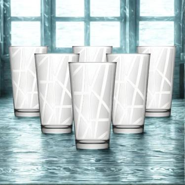 Imagem de Conjunto de 6 Copos de Vidro Texturizados, Design Moderno, 310ml, 13cm Altura x 7.5cm Diâmetro, Transparente, para Água, Sucos e Drinks