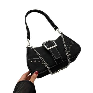 Imagem de Bolsa de ombro de lona estilo vaca bolsa transversal simples axila bolsa feminina (preto)