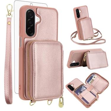 Imagem de Asuwish Capa de celular para Samsung Galaxy A17/A26 5G carteira de celular com protetor de tela de vidro temperado alça transversal com bloqueio RFID porta-cartão de crédito A 17 26 17A 26A 4G