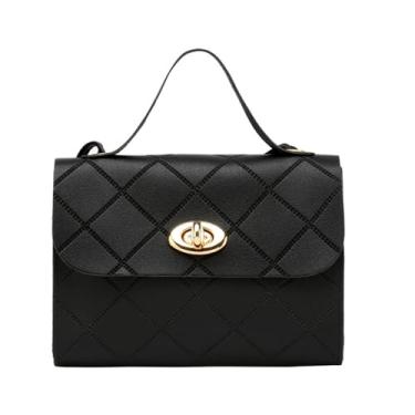 Imagem de Bolsa transversal pequena, bolsa com fecho e alça para carteira feminina, Preto, Mini