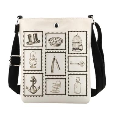 Imagem de MAOFAED Bolsa transversal inspirada em musicais, presente musical de teatro para nerd de teatro, presentes de artistas, presente de atriz (chave de chapéu)